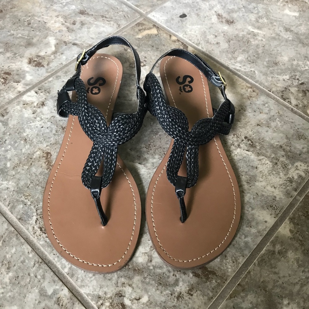 SO Panama black braided sandals from Kohl’s